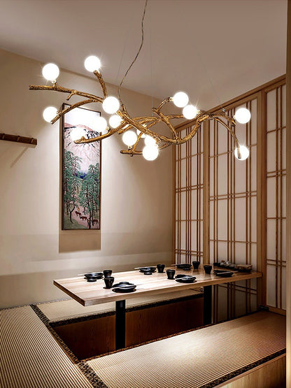 Lámpara de restaurante, luces decorativas de rama de árbol, lámparas de viento japonesas Zen Wabi-sabi