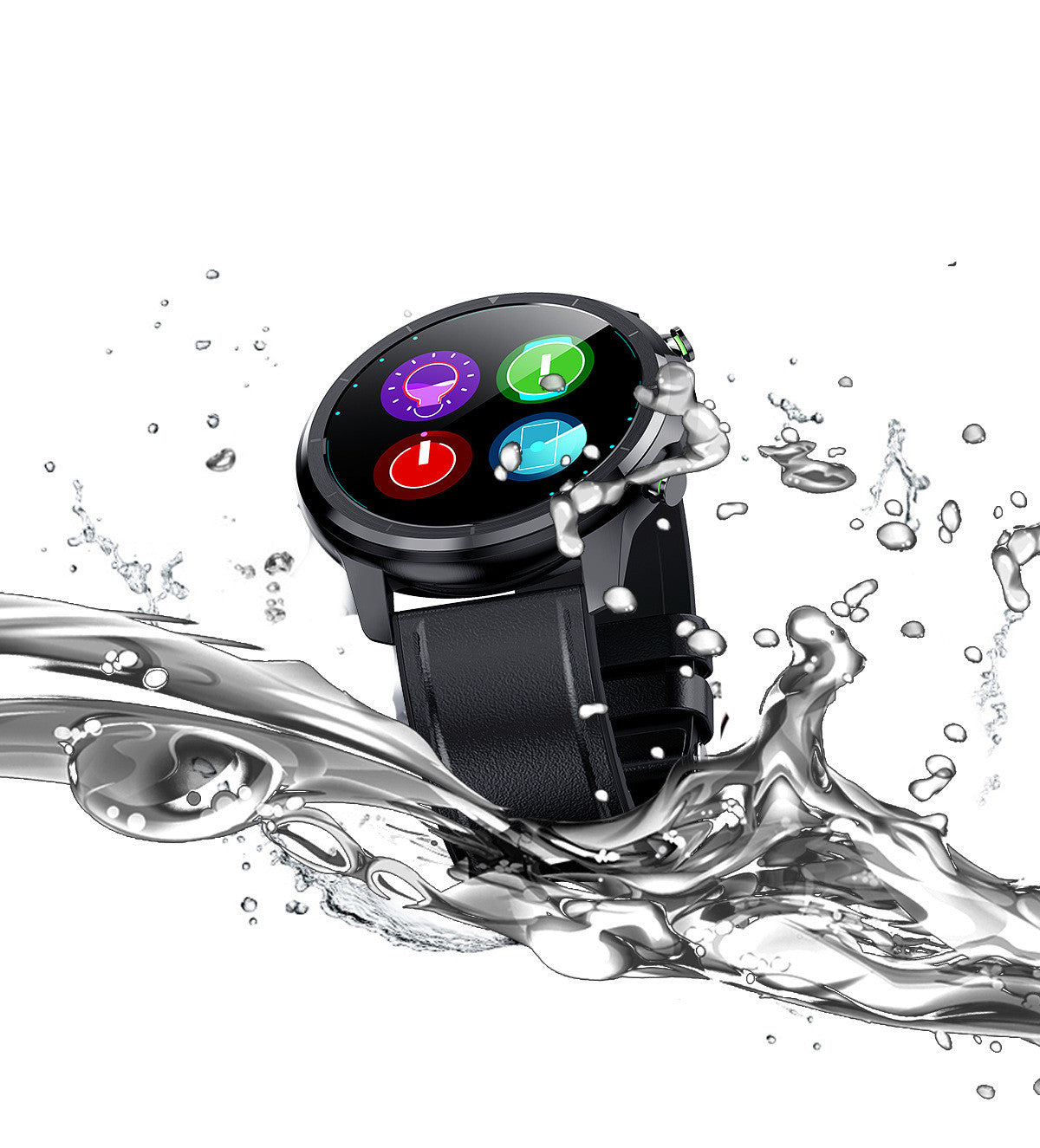 Montre intelligente multifonction avec écran couleur IPS haute définition tactile, cercle complet, fréquence cardiaque