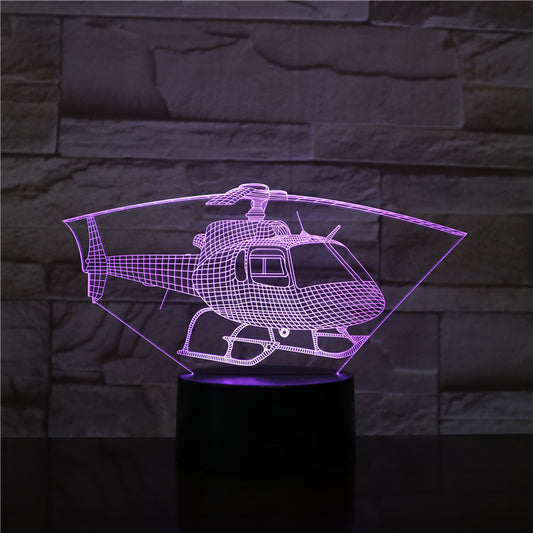 Lámpara de escritorio LED táctil colorida con luz nocturna 3D serie helicóptero