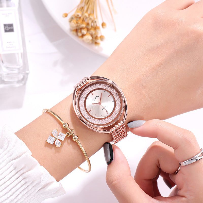 Reloj Mujer Reloj Británico con Diamantes de Agua Correa de Acero Reloj Impermeable para Mujer