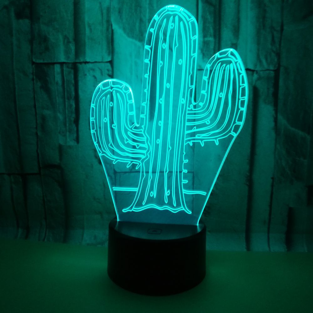 Luz nocturna 3D de cactus