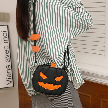 Bolsos de Halloween 2023, bolso de hombro tipo bandolera con dibujos de calabaza divertida y murciélago, bolso femenino creativo personalizado