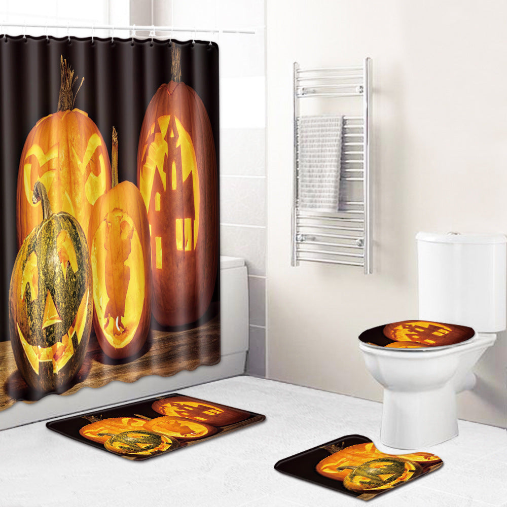 Ensemble de salle de bain et toilettes Halloween, tapis de salon et de chambre à coucher en quatre pièces