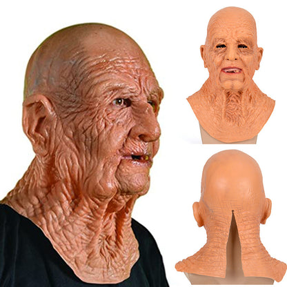 Halloween grand-mère grand-père perruque vieil homme masque Latex