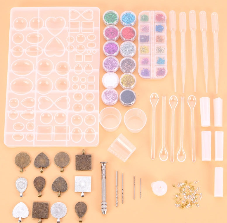 Crystal Glue Mold Set & Accesories For DIY Jewelry (107 pcs)