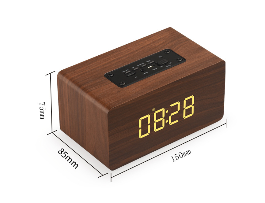 Clock Version Wooden Bluetooth Speaker