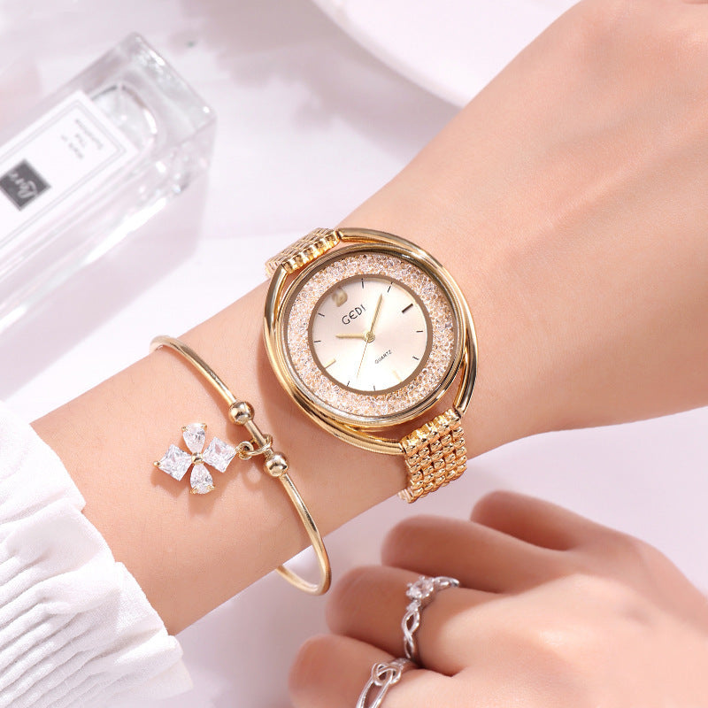 Reloj Mujer Reloj Británico con Diamantes de Agua Correa de Acero Reloj Impermeable para Mujer