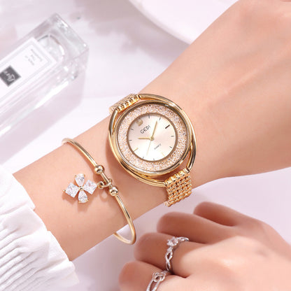 Reloj Mujer Reloj Británico con Diamantes de Agua Correa de Acero Reloj Impermeable para Mujer