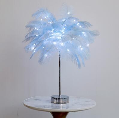 Feather Lamp Nordic Desk Lamp European-Style Bedroom Bedside Feather Table Lamp Night Light Table Lamp Decoration Modern