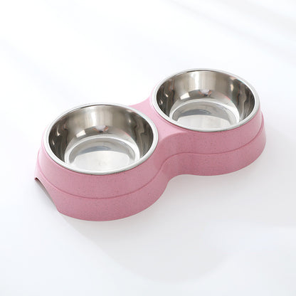 Cuencos dobles para mascotas, alimentador de agua y comida para perros, plato para beber de acero inoxidable para mascotas, suministros de alimentación para gatos y cachorros, accesorios para perros pequeños