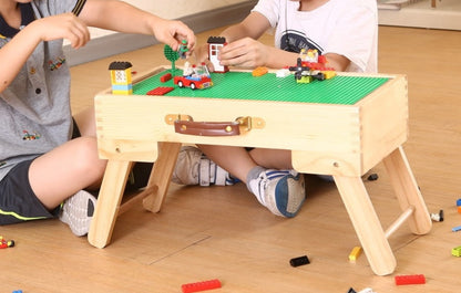 Table de jeu de rangement compatible avec les blocs, tableau pliant en bois sur mesure pour enfants