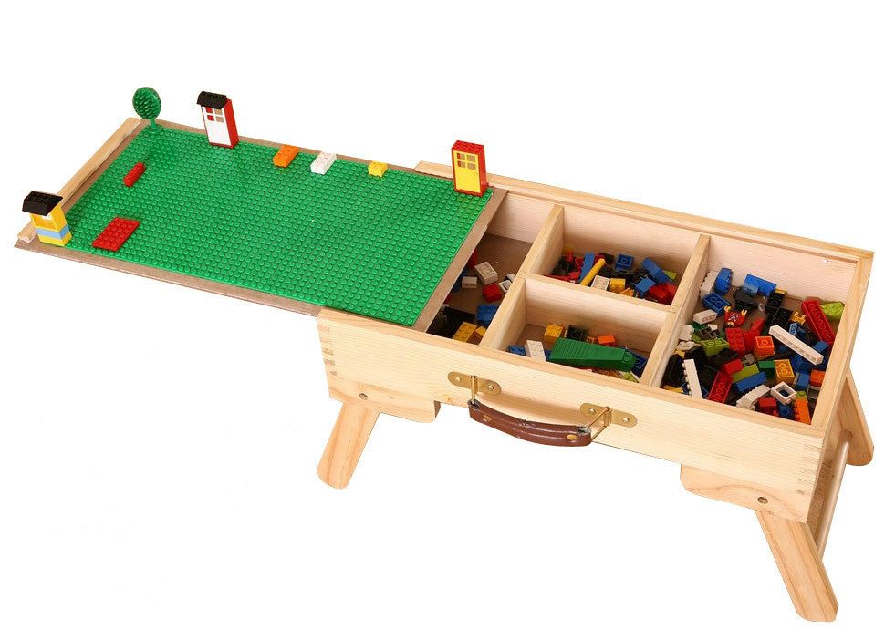 La tabla de juegos de almacenamiento compatible con bloques plegable pizarra de madera por encargo embroma a niños