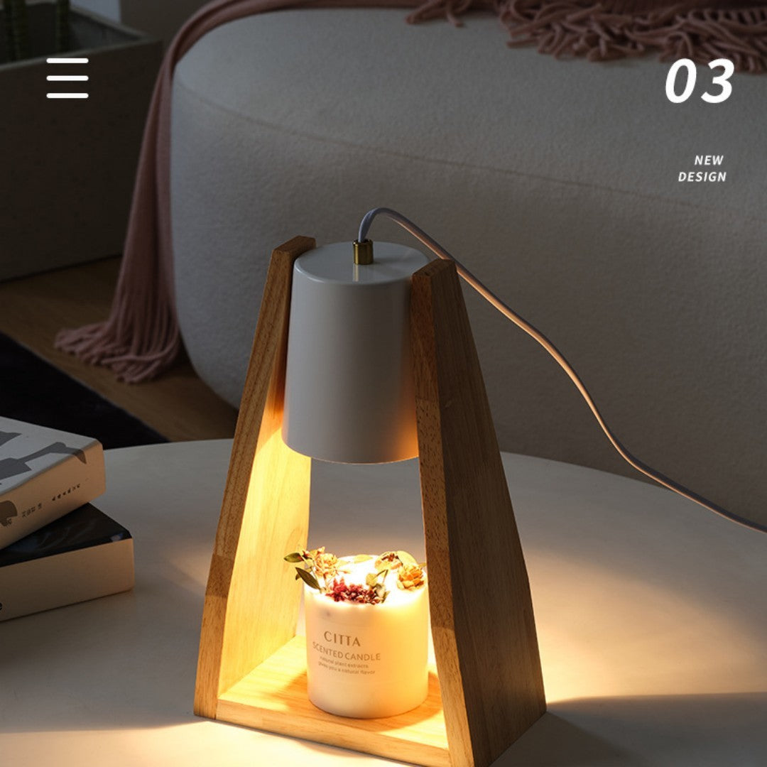 Luz nocturna regulable con vela fundida de madera de estilo japonés