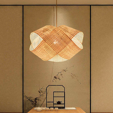 Lampe en bambou tissée, lustre décoratif créatif