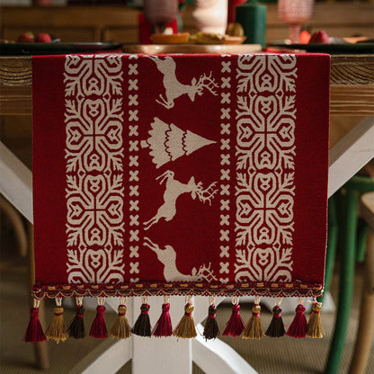 Camino de mesa navideño rojo, decoración de ambientes, mantel para mesa de café