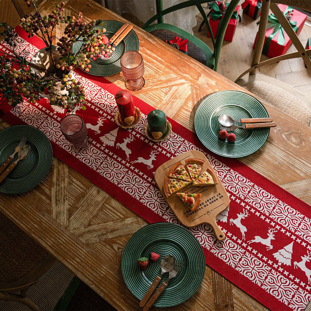 Camino de mesa navideño rojo, decoración de ambientes, mantel para mesa de café