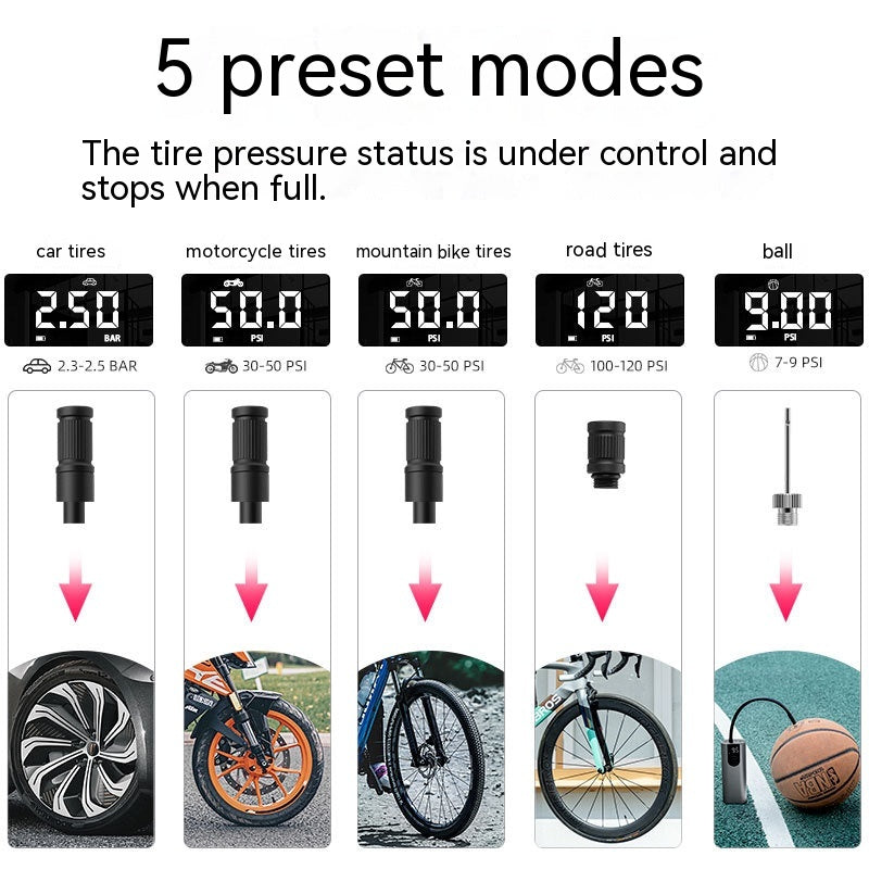 Electric Tire Bicycle Car Motorcycle Vehicle Air Charging Portable