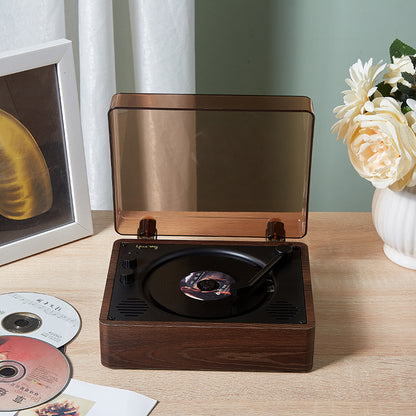 Lecteur de CD à plateau portable vintage en bois