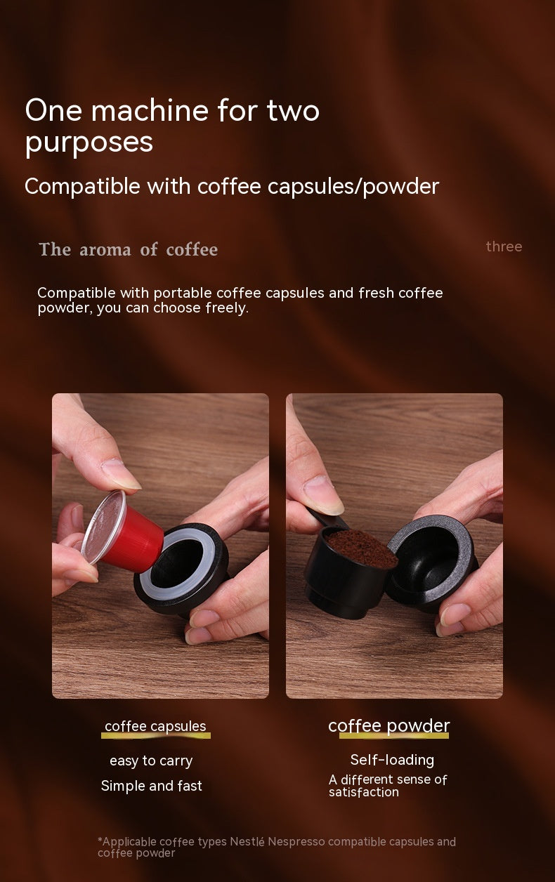 Coffee Machine Travel Portable Outdoor Small Concentrated Mini Capsule Ground Coffee Dual-use