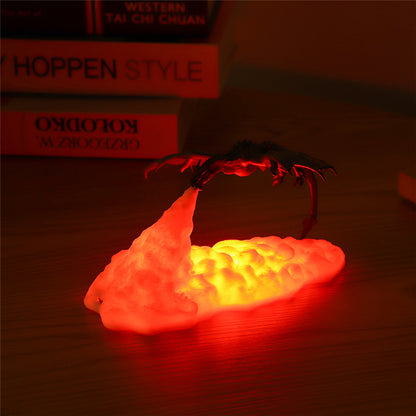 Cadeau de décoration de lampes de dragon de feu de dessin animé LED imprimé en 3D