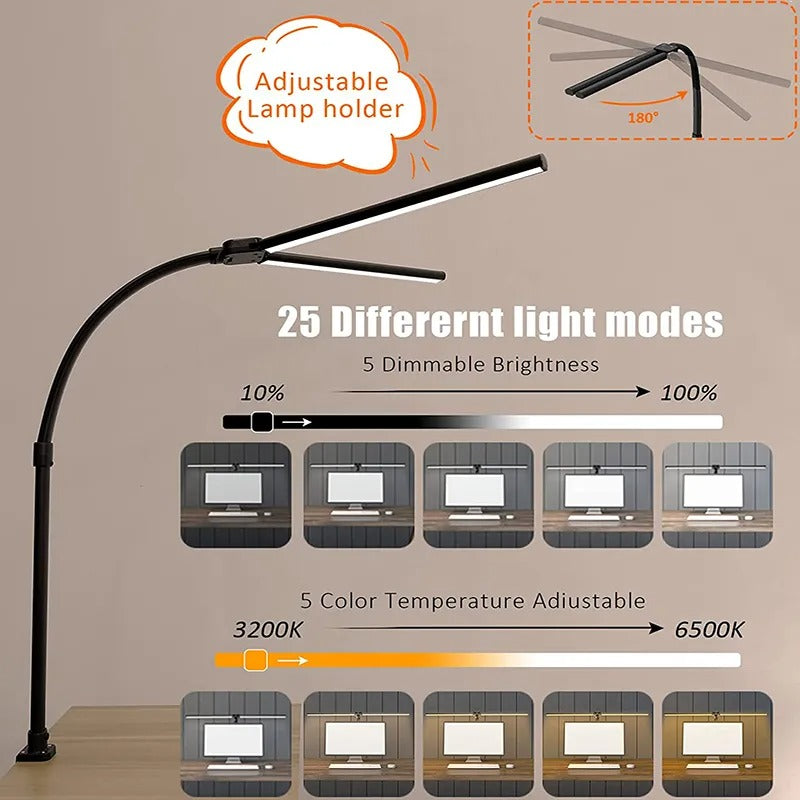 Lampe à pince de protection des yeux LED, travail d'apprentissage et de lecture