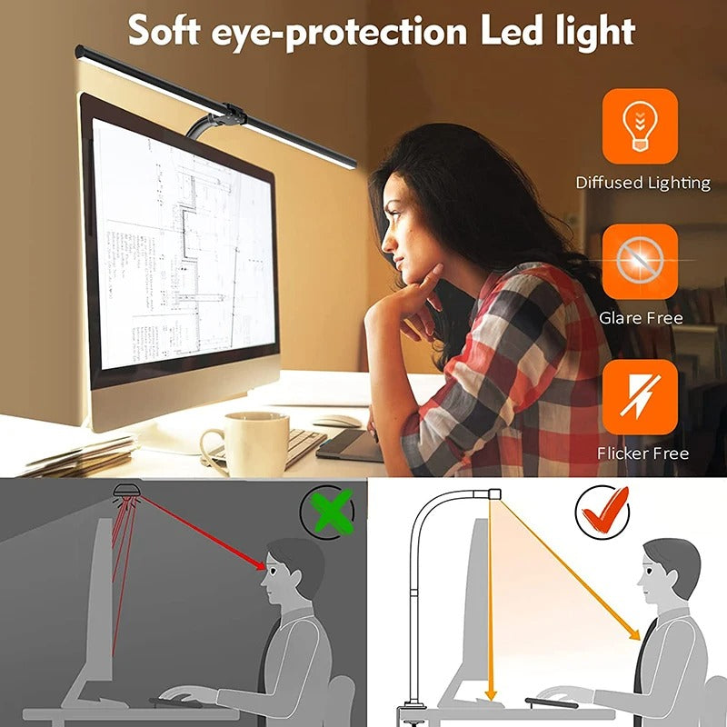 Lampe à pince de protection des yeux LED, travail d'apprentissage et de lecture