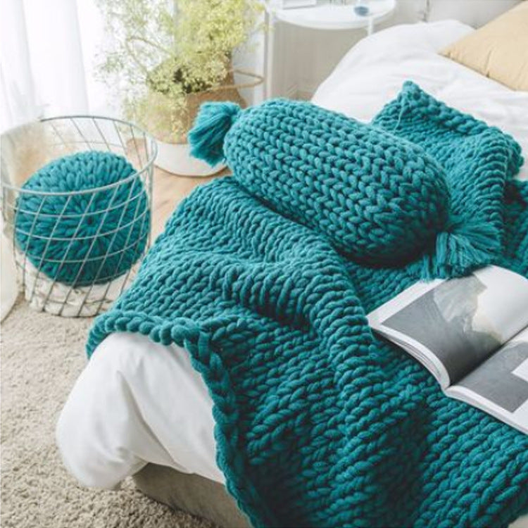 Couverture de sieste de bureau tricotée pour pause déjeuner sur canapé