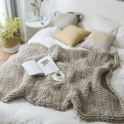 Couverture de sieste de bureau tricotée pour pause déjeuner sur canapé