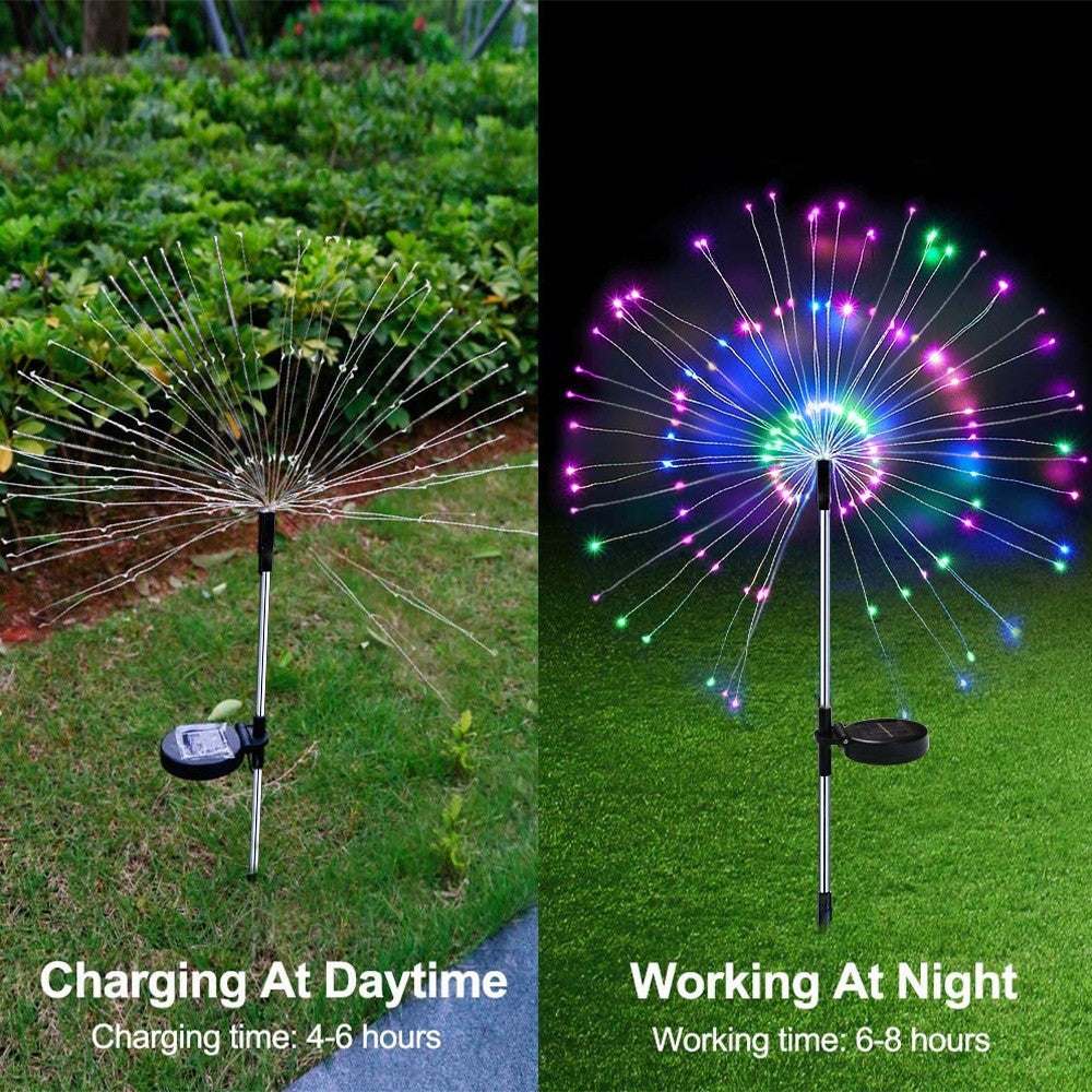 Solar Fireworks Ground Lamp Outdoor Garden Courtyard Holiday