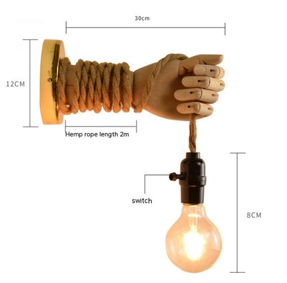 Lámpara de pared de cabecera de madera Led luz interior creativa europea