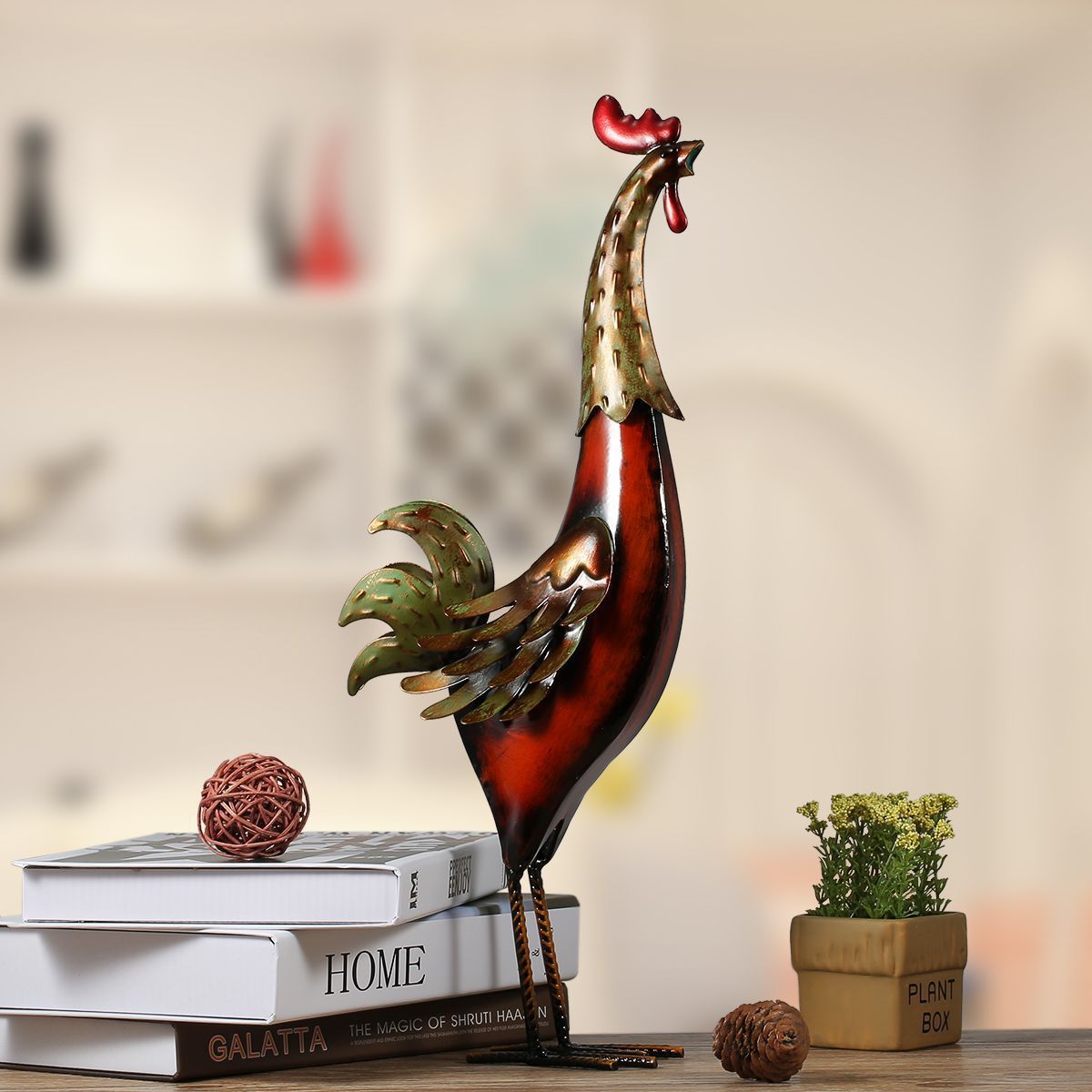 Colorful Iron Rooster Home Decoration