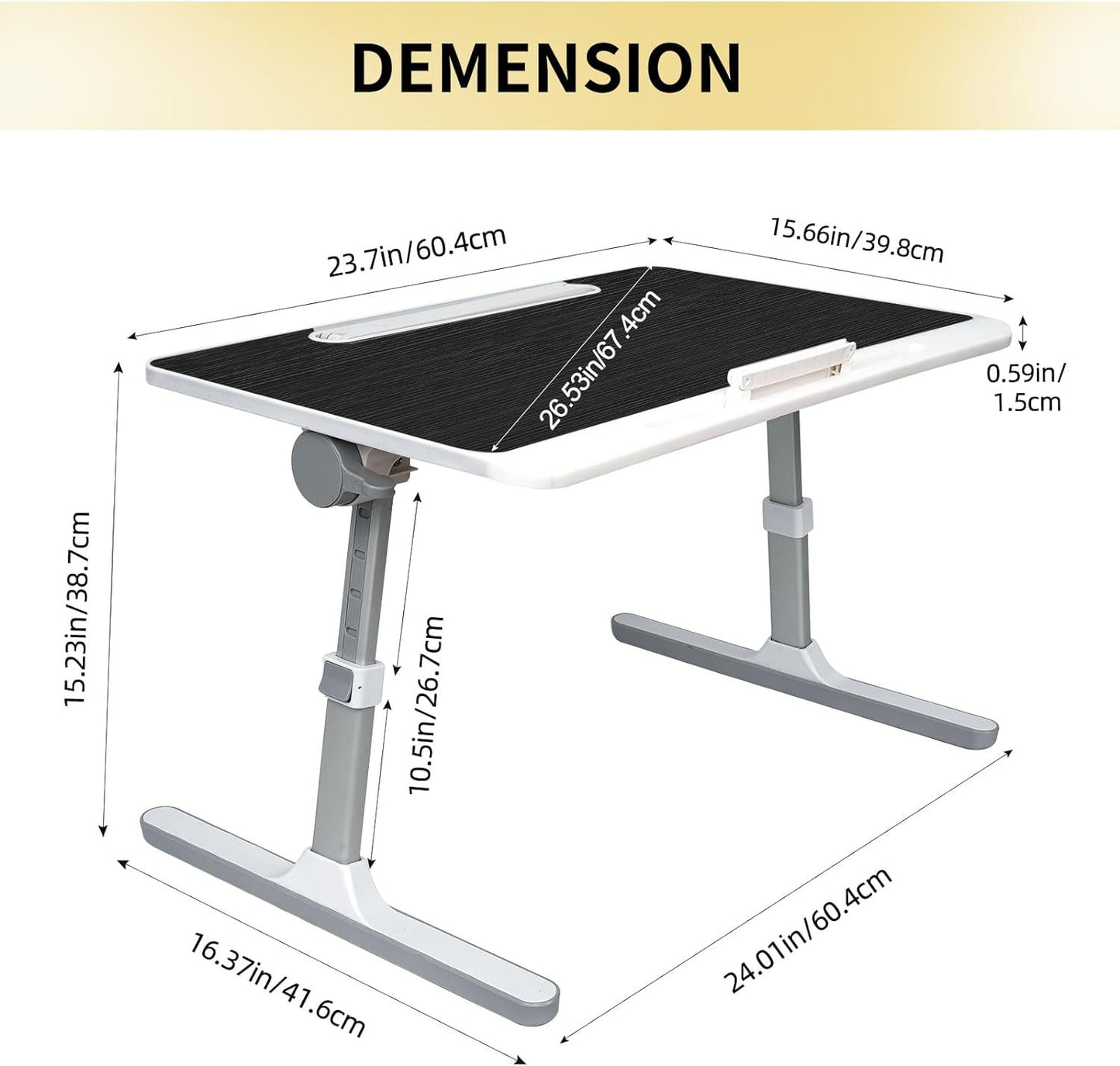 Escritorio para computadora portátil, mesa de cama portátil, escritorio para computadora portátil con luz LED y cajón, soporte ajustable para computadora portátil para cama, sofá, estudio, lectura