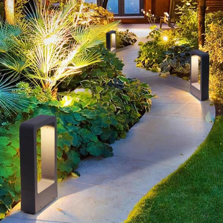 Lámpara de césped de aluminio fundido a presión para exteriores, iluminación escénica de parque, cuadrado minimalista moderno para patio