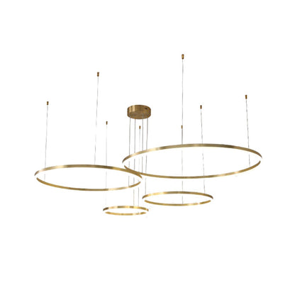 Nordic Modern Copper Circle Chandelier Atmospheric Light Luxury Living Room