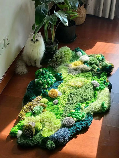 Kit de material tejido de alfombra de musgo, manta casera hecha en casa