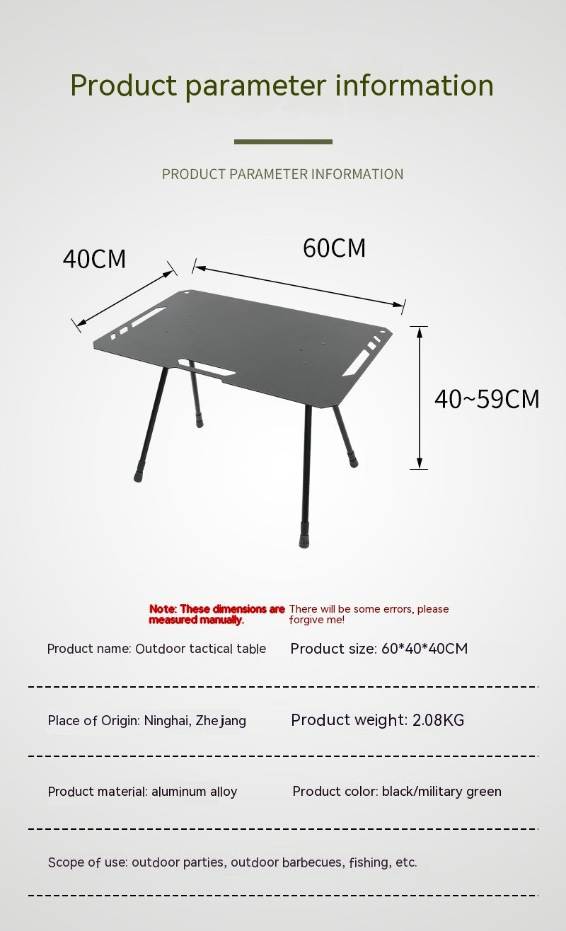 Table pliante en aluminium noirci pour camping en plein air