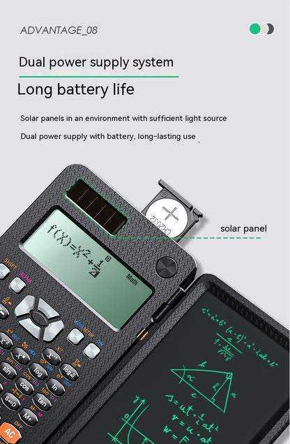 Calculatrices scientifiques pliables 2 en 1, tablette d'écriture manuscrite, fonction d'apprentissage, calculatrice scientifique de bureau pliable