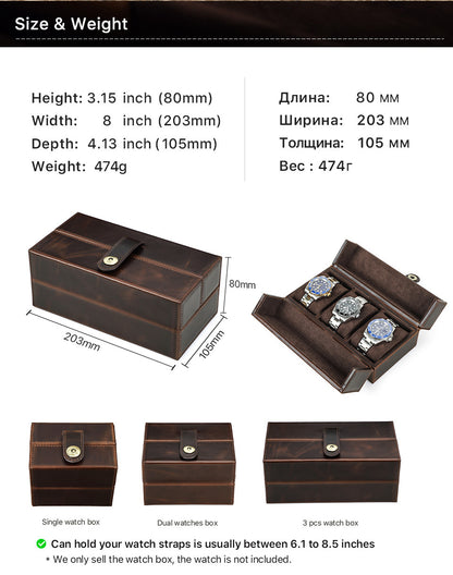 Travel Portable Magnetic Buckle Leather Watch Box