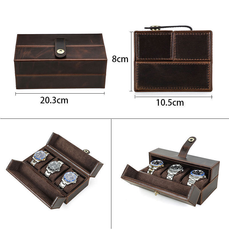 Travel Portable Magnetic Buckle Leather Watch Box