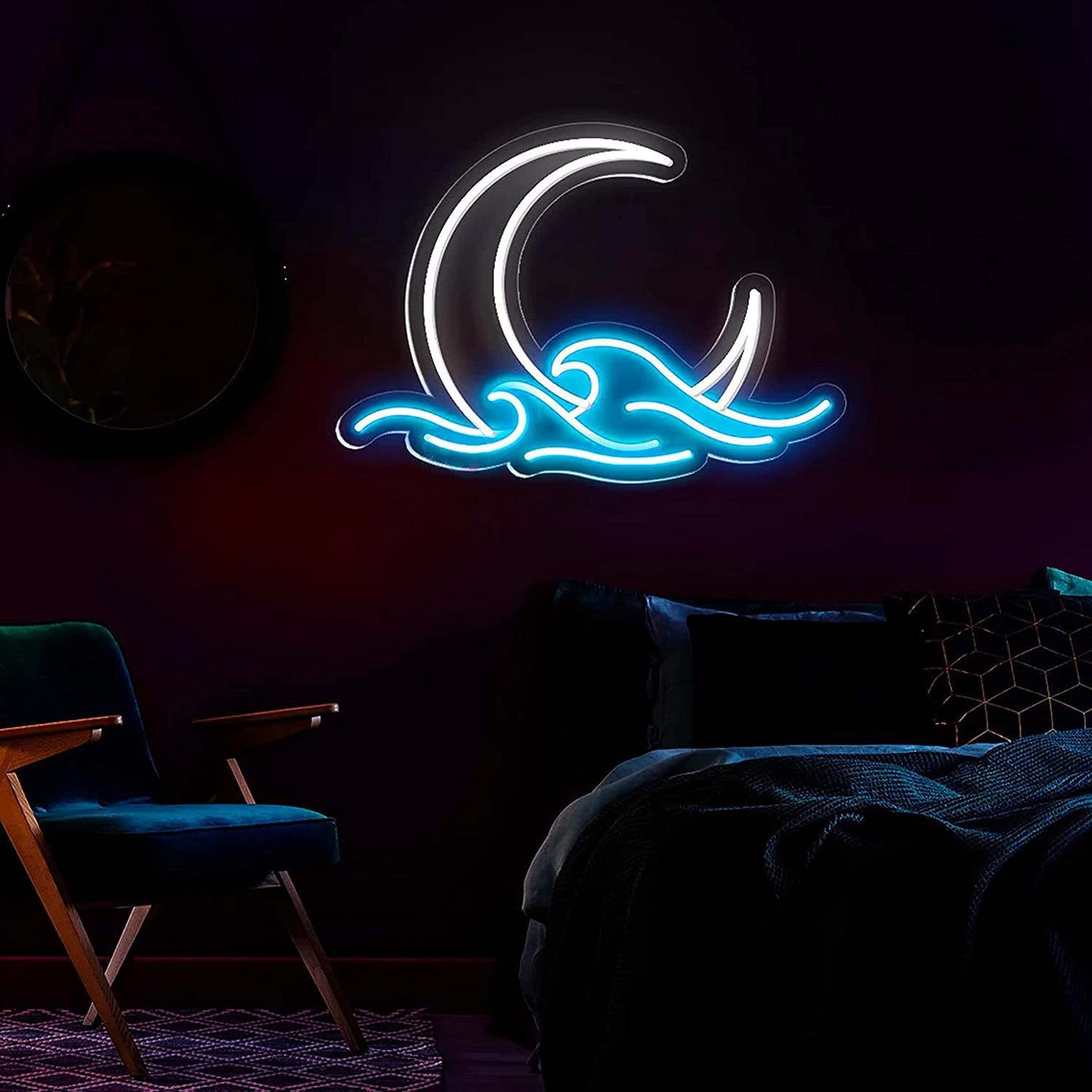 Dormitorio Neon Moon Decoración de la habitación de los niños Lámpara de noche pequeña Regalo de cumpleaños cálido