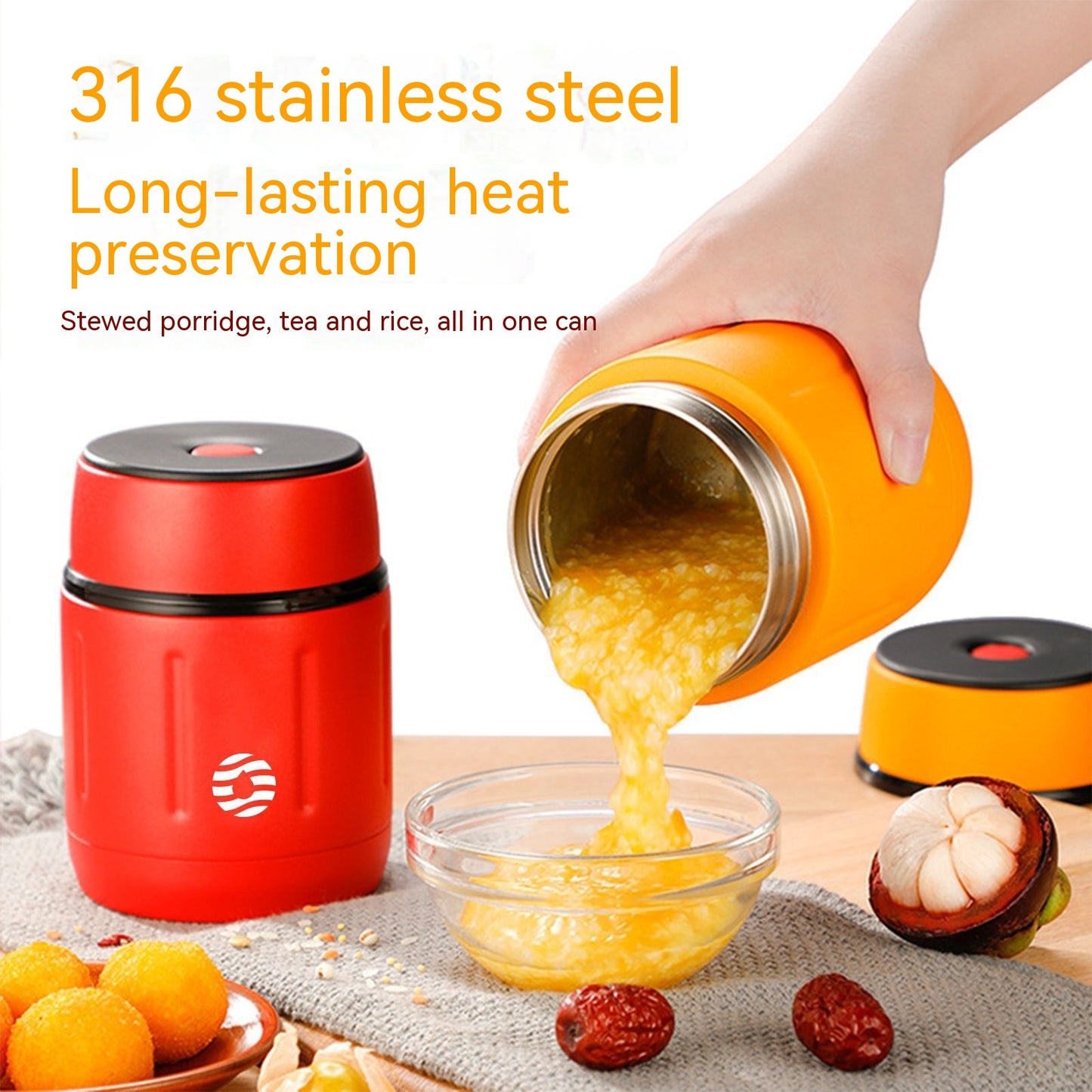 Stainless Steel Insulated Barrel Household Office Worker Congee Cooking Smoldering Cup Stewpot