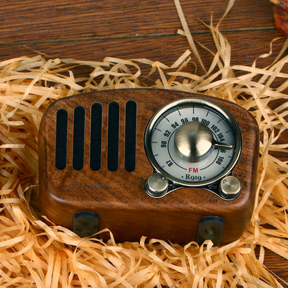 Mini altavoz inalámbrico retro de madera