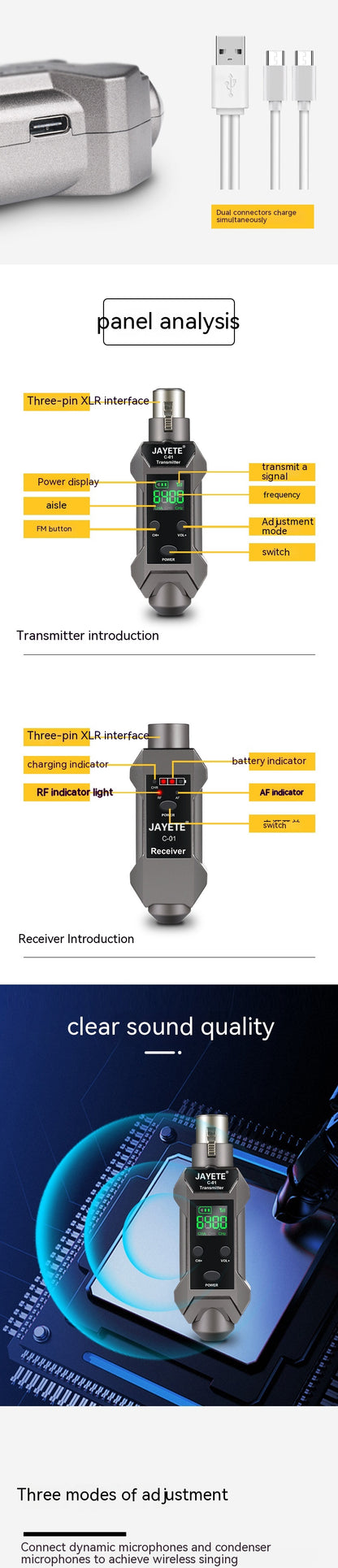 Moving Coil Microphone Converter Wired Microphone To Wireless Transmission Receiver