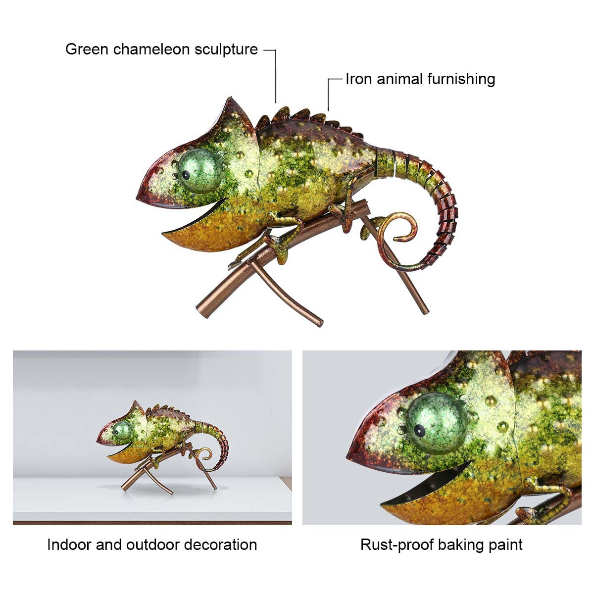 Painted Paint Iron Lizard Outdoor Garden Garden Garden Decorations