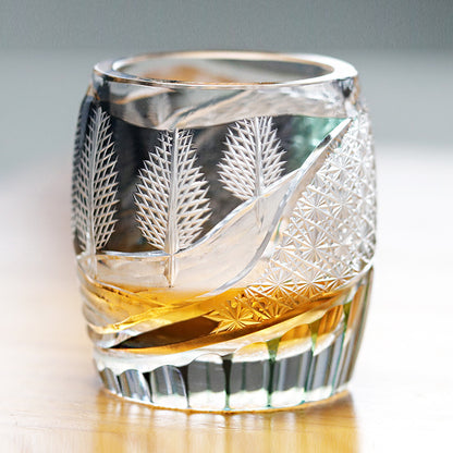 Vaso de whisky de cristal tallado a mano, corte Edo de estilo japonés, Retro de lujo suave