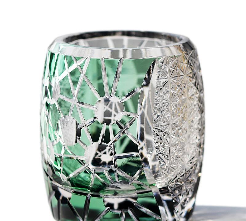 Japanese-style Edo Cut Hand Carved Crystal Glass Whisky Tumbler Mild Luxury Retro