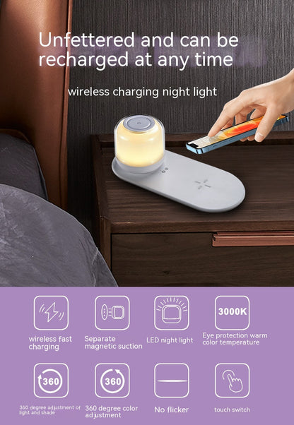 Lampe de table avec chargeur sans fil à charge rapide deux-en-un