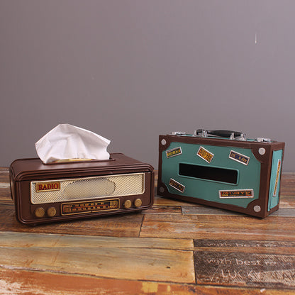 Caja de pañuelos de Radio Retro americana, mesa de comedor europea para el hogar, caja de extracción de papel