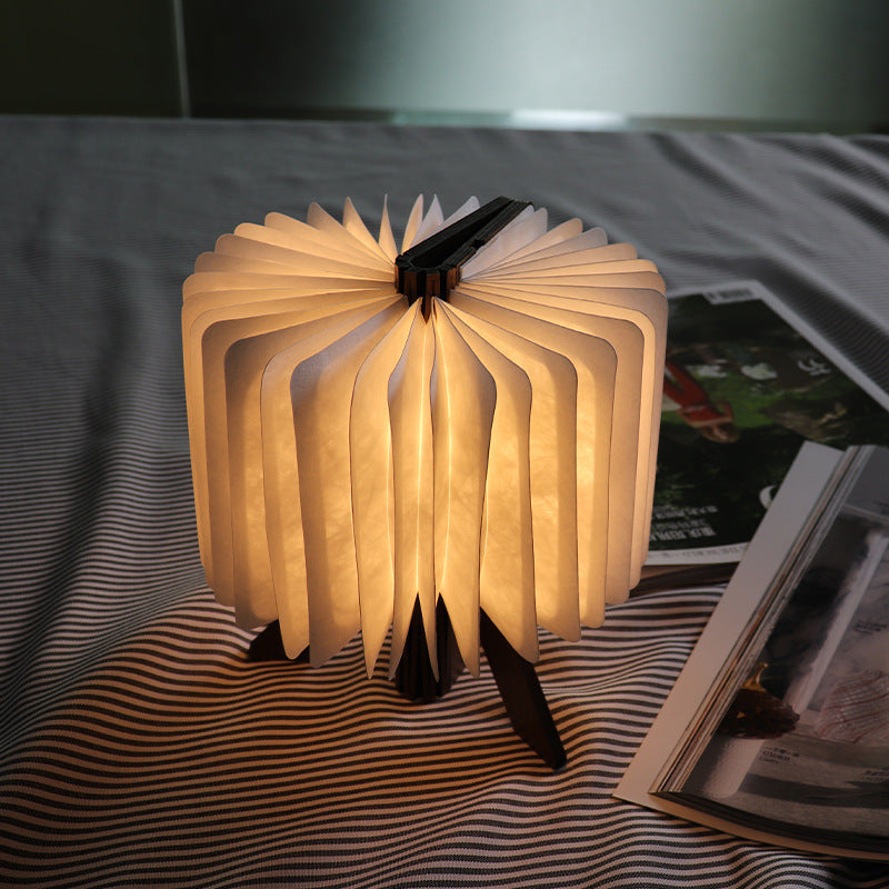 Fashionable wooden USB folding charging table lamp