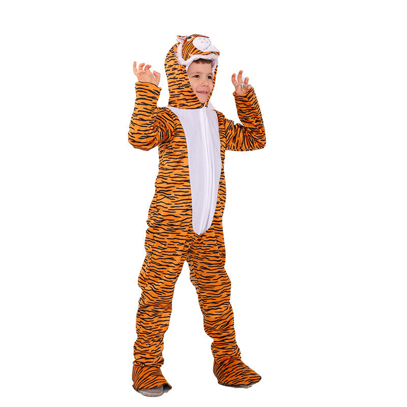 Costume de modélisation d'animal tigre pour enfants, vêtements de spectacle d'Halloween